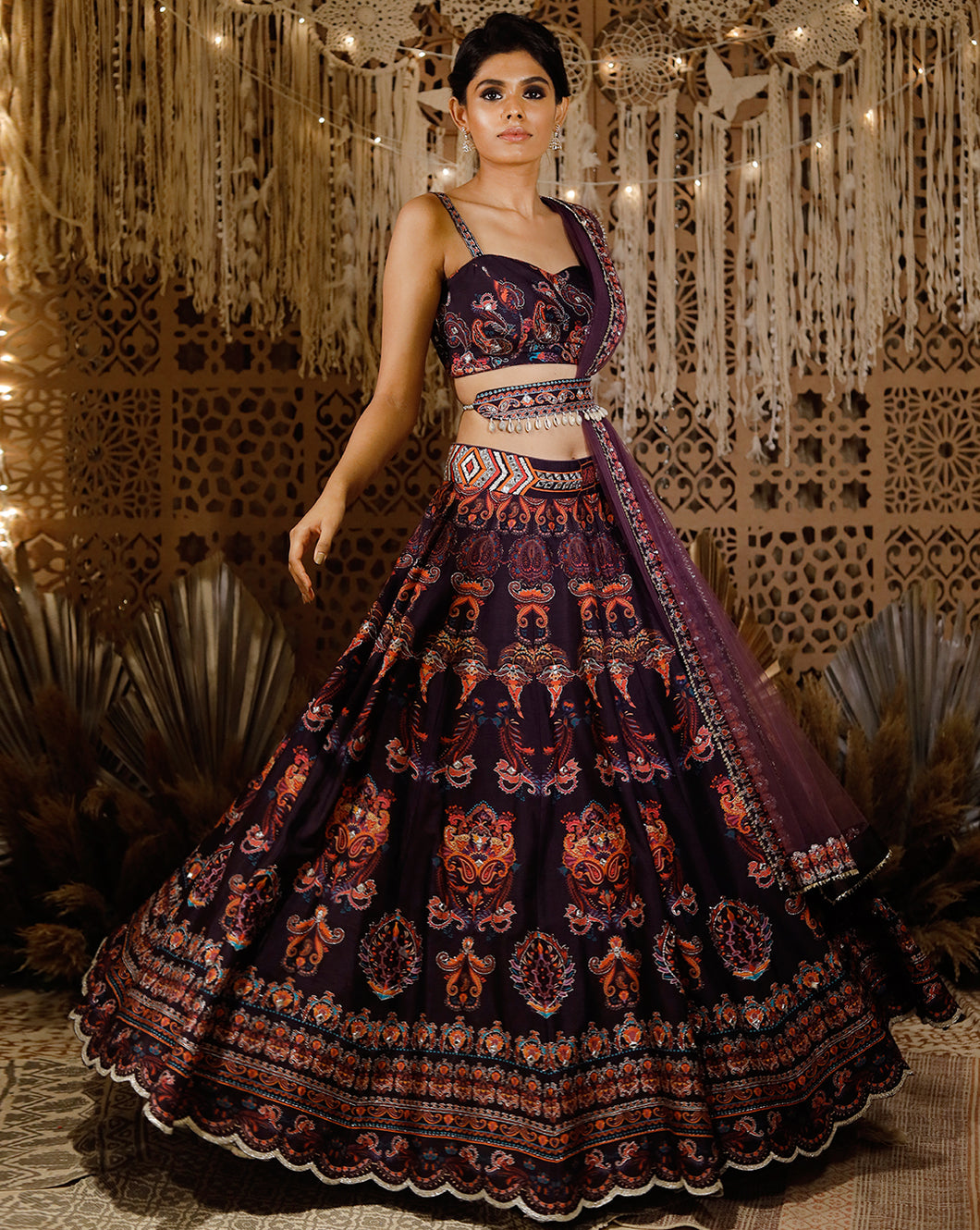 The Digital Purple Lehenga Set