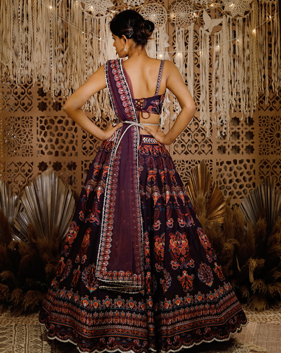 The Digital Purple Lehenga Set