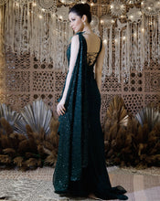 Load image into Gallery viewer, The Shimmering green gown sari
