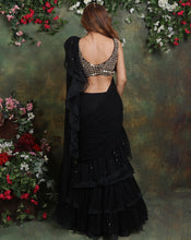 Load image into Gallery viewer, The Black Ruffle Sari
