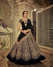 Load image into Gallery viewer, The Midnight Blue Peacock Lehenga - Archana Kochhar India
