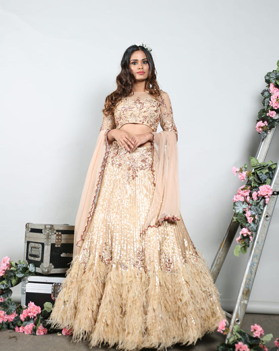 The Gold Feather Lehenga - Archana Kochhar India