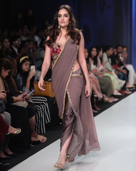 Grey Dhoti Sari - Archana Kochhar India