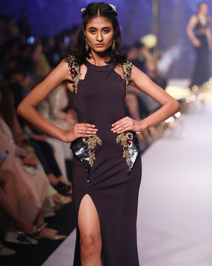 Midnight Blue Cocktail Gown - Archana Kochhar India
