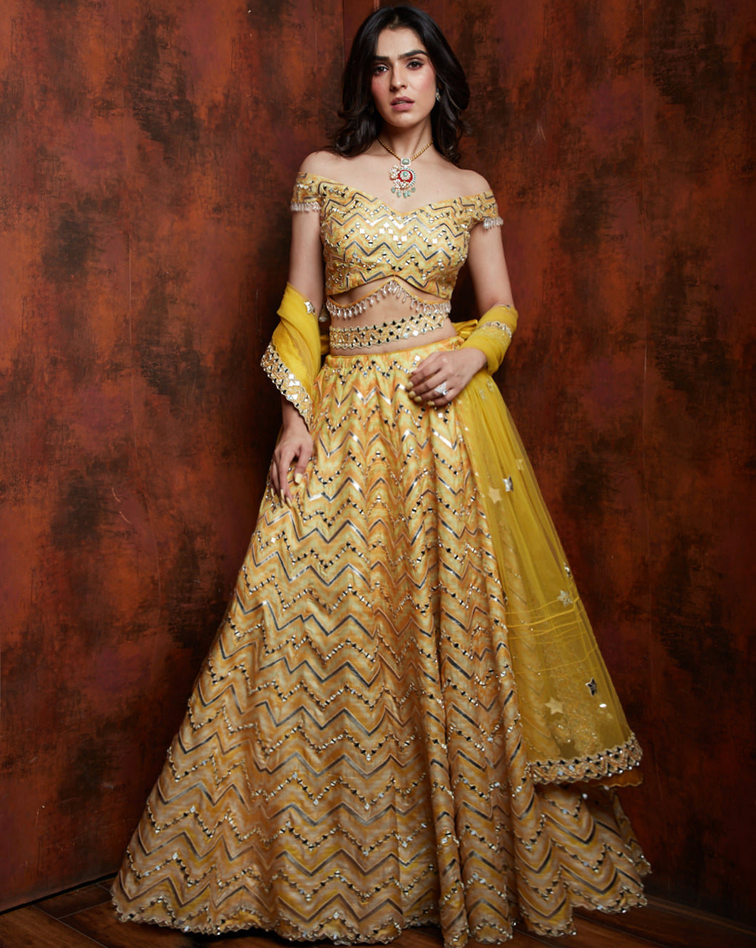 The Yellow Chevron Lehenga