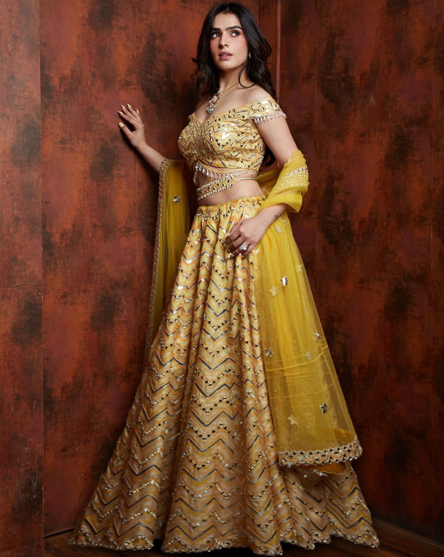 The Yellow Chevron Lehenga