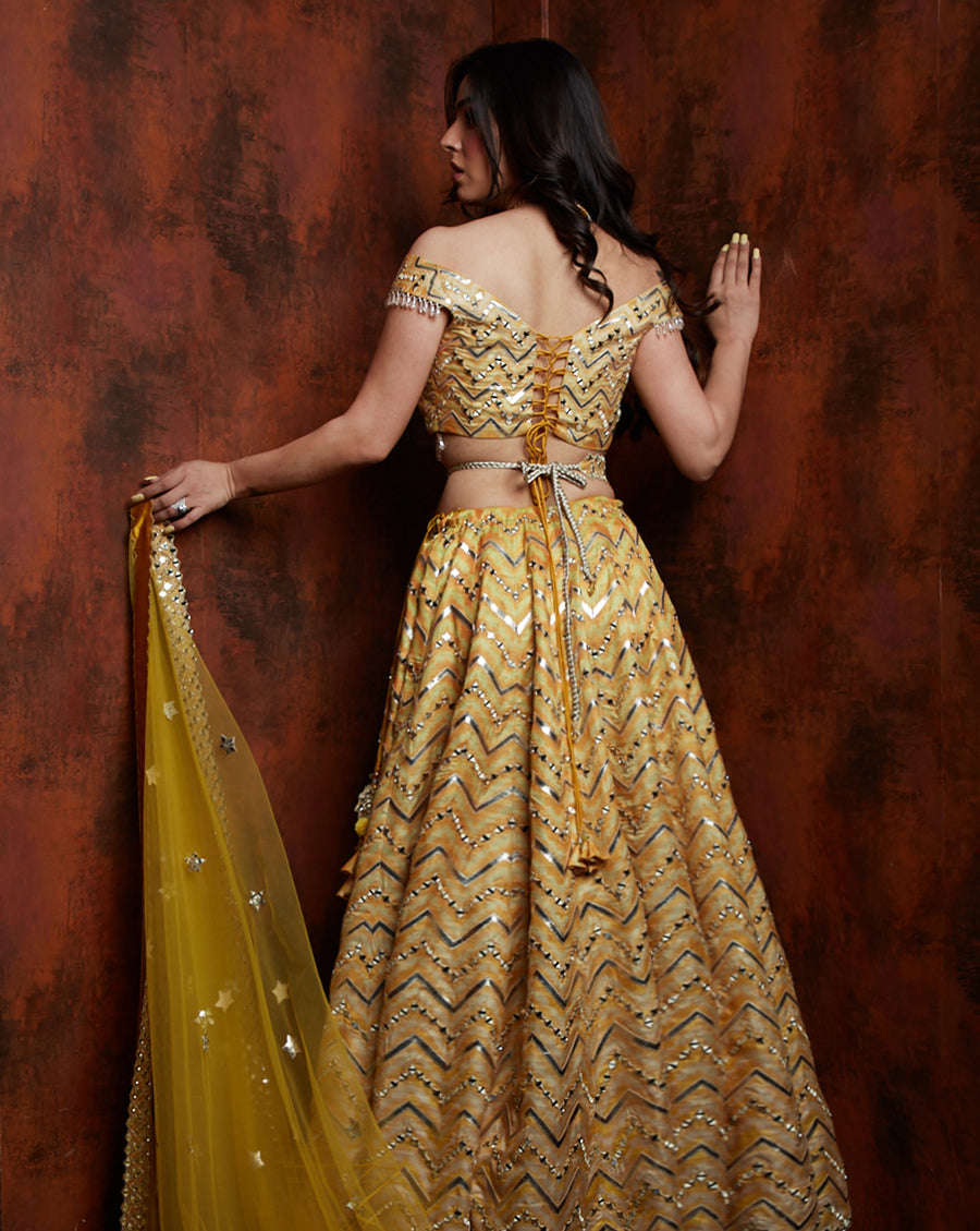The Yellow Chevron Lehenga