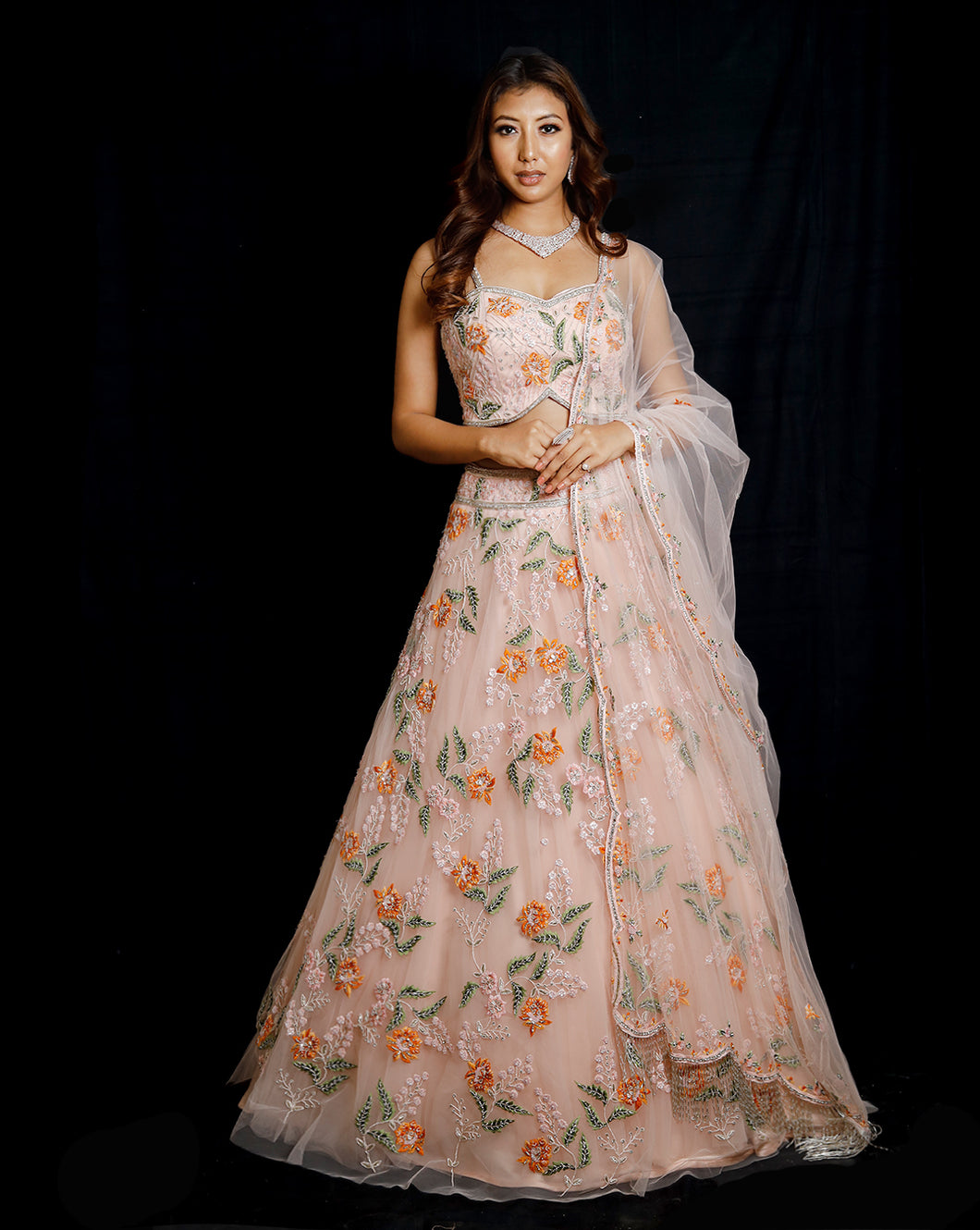 The Pink Floral Lehenga