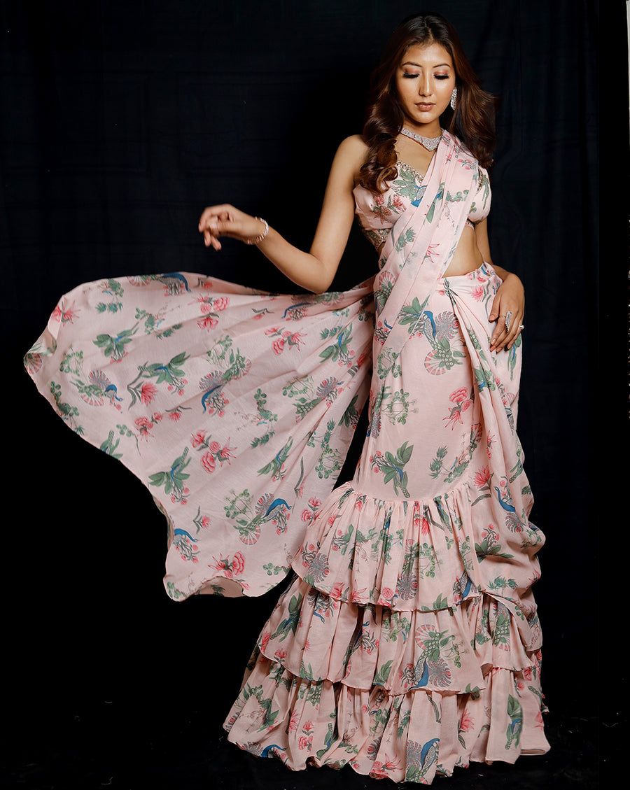 The Pink Paradise Ruffle Sari