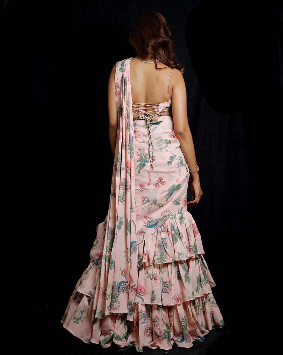 The Pink Paradise Ruffle Sari