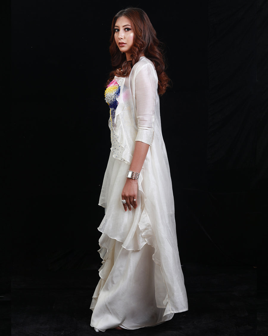 The Synchronized Scintillation Ruffle Palazzo Set