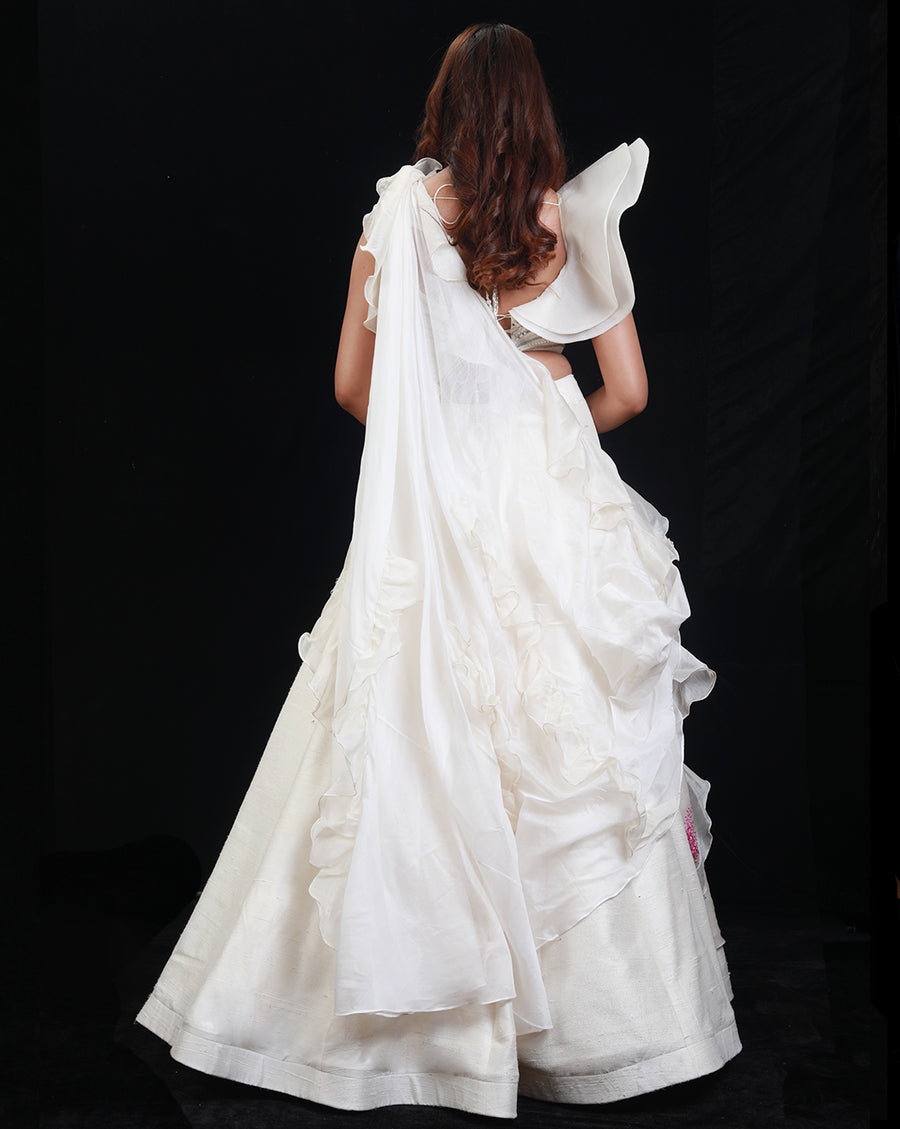 The Synchronized Scintillation Drape Lehenga