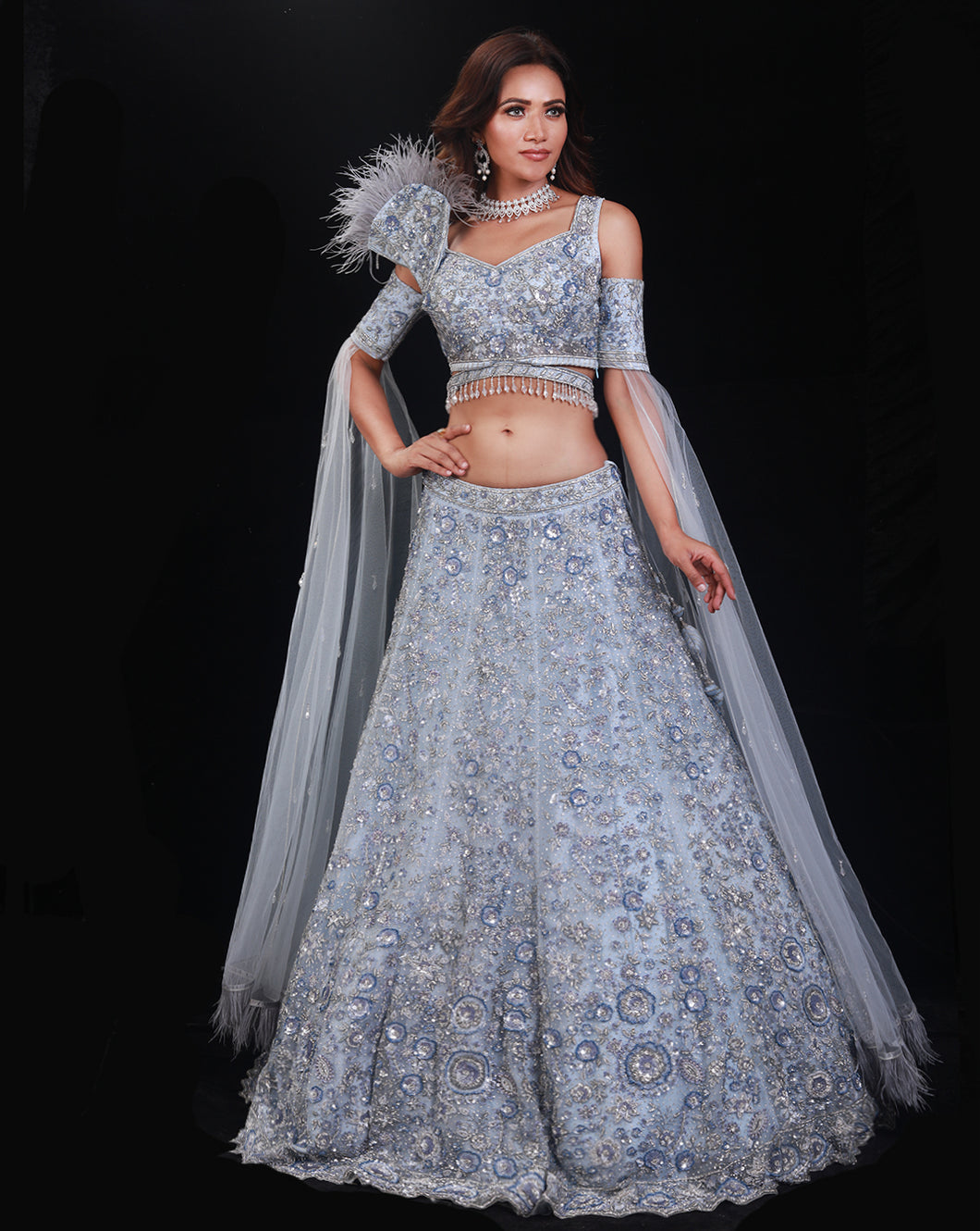 The Blue Floral Lehenga