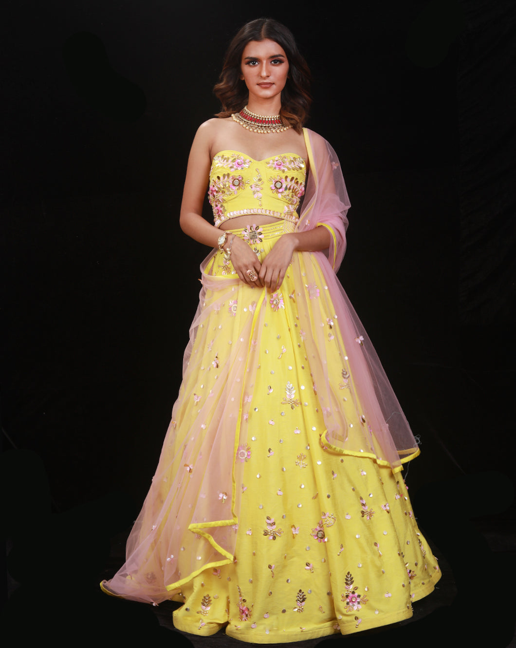 The Yellow Floral Lehenga