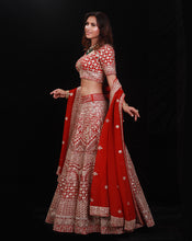 Load image into Gallery viewer, The Gota Red Lehenga
