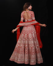 Load image into Gallery viewer, The Gota Red Lehenga
