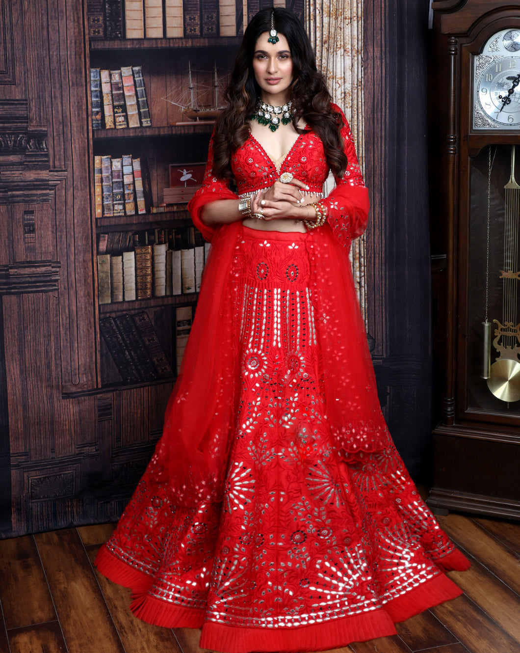 The Red Mirror Lehenga