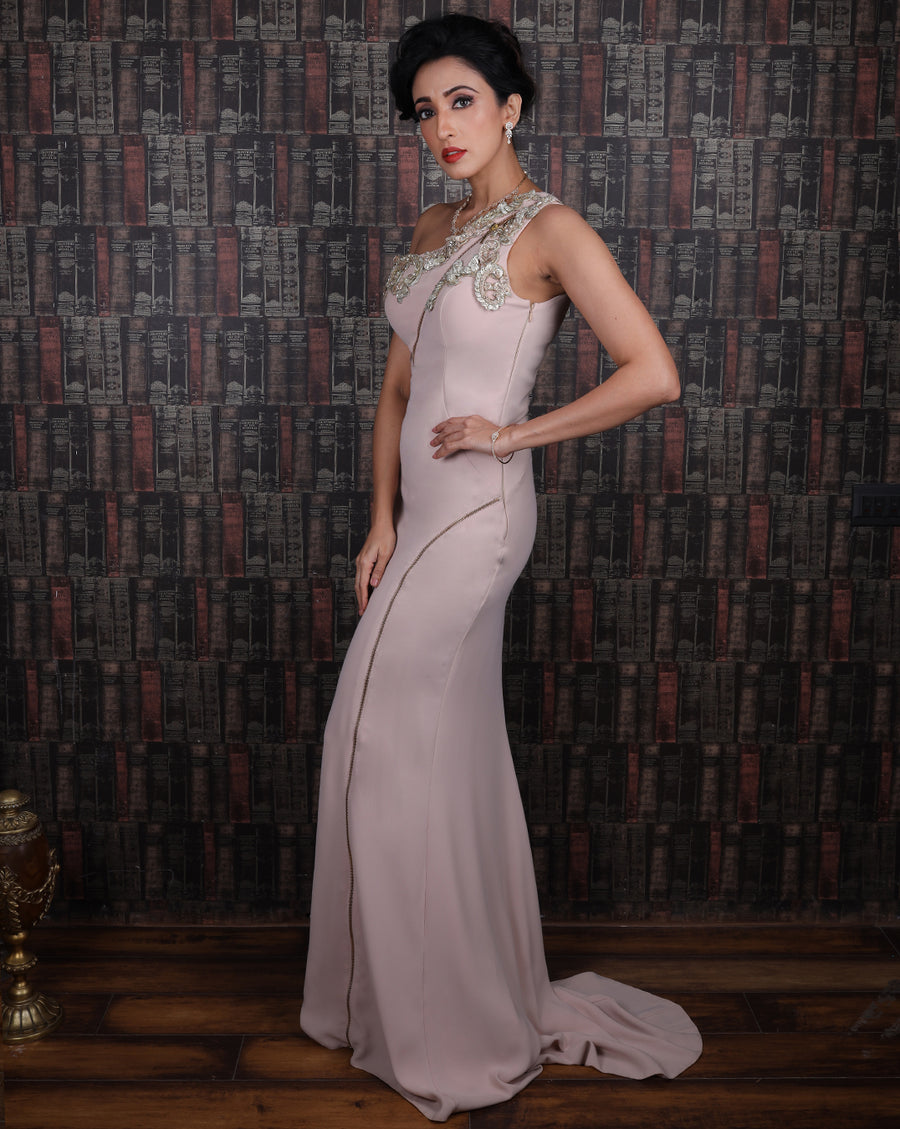 The Nude Zipper Gown