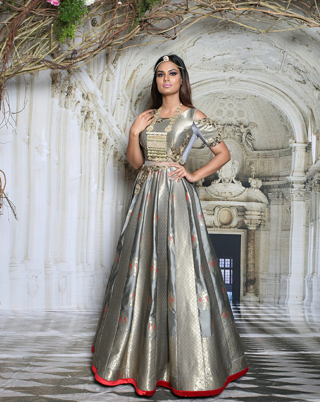 Steel Grey Anarkali - Archana Kochhar India