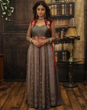 Load image into Gallery viewer, Grey Anarkali Plazzo Set
