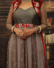 Load image into Gallery viewer, Grey Anarkali Plazzo Set
