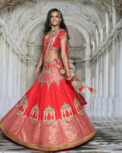 Load image into Gallery viewer, Red Jarokha Lehenga - Archana Kochhar India
