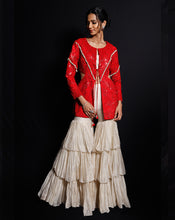 Load image into Gallery viewer, The Shimmering Rouge Sharara Jacket
