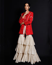 Load image into Gallery viewer, The Shimmering Rouge Sharara Jacket
