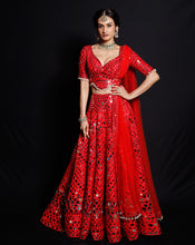 Load image into Gallery viewer, The Shimmering Rouge Mirror Lehenga
