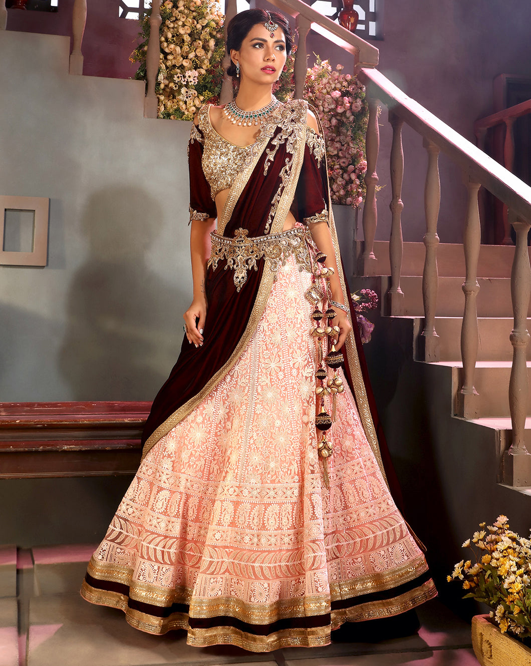 The Pink Lucknowi Drape Lehenga