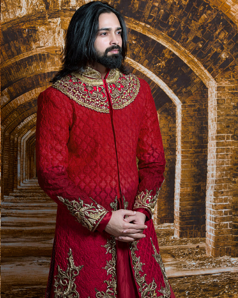 The Red Maharaja Sherwani - Archana Kochhar India