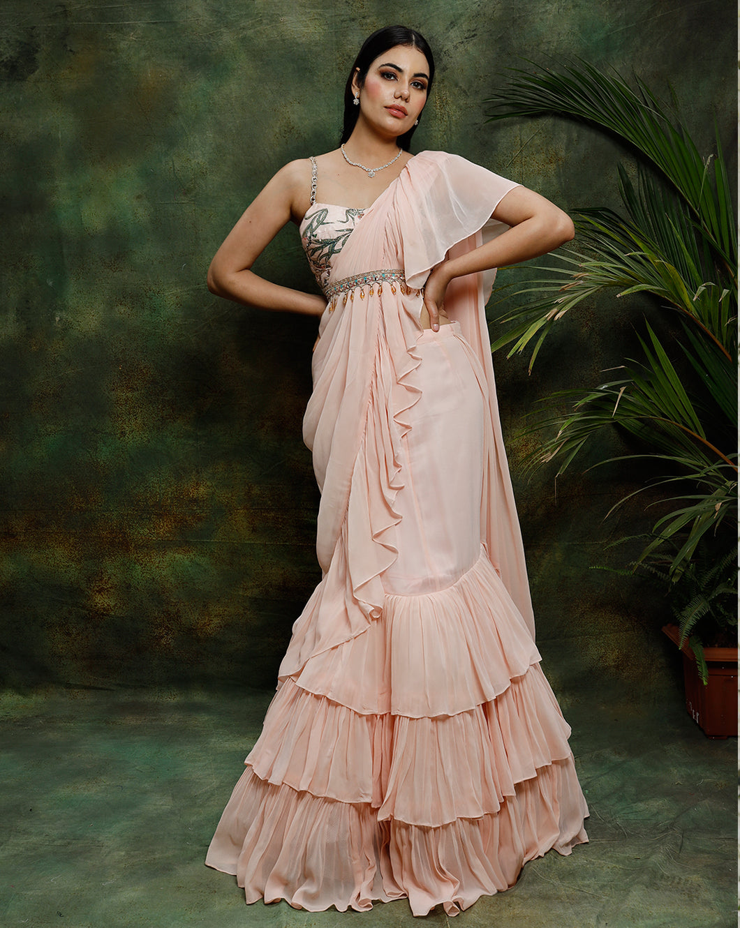 The Pink Ruffle Sari