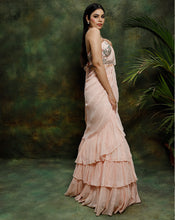 Load image into Gallery viewer, The Pink Ruffle Sari
