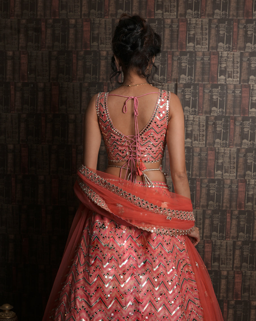 The Pink Chevron Lehenga