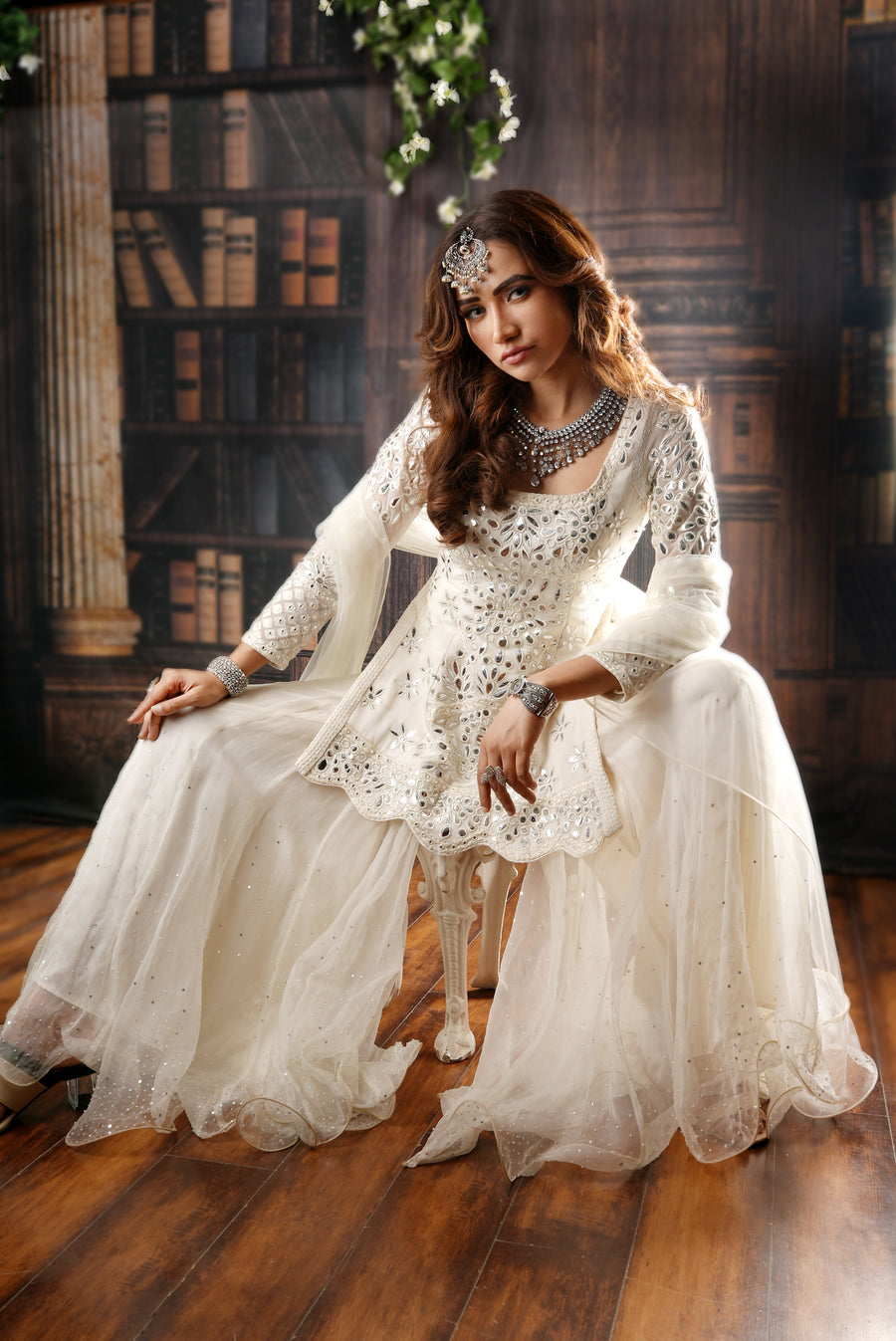 White Kurti Plazzo