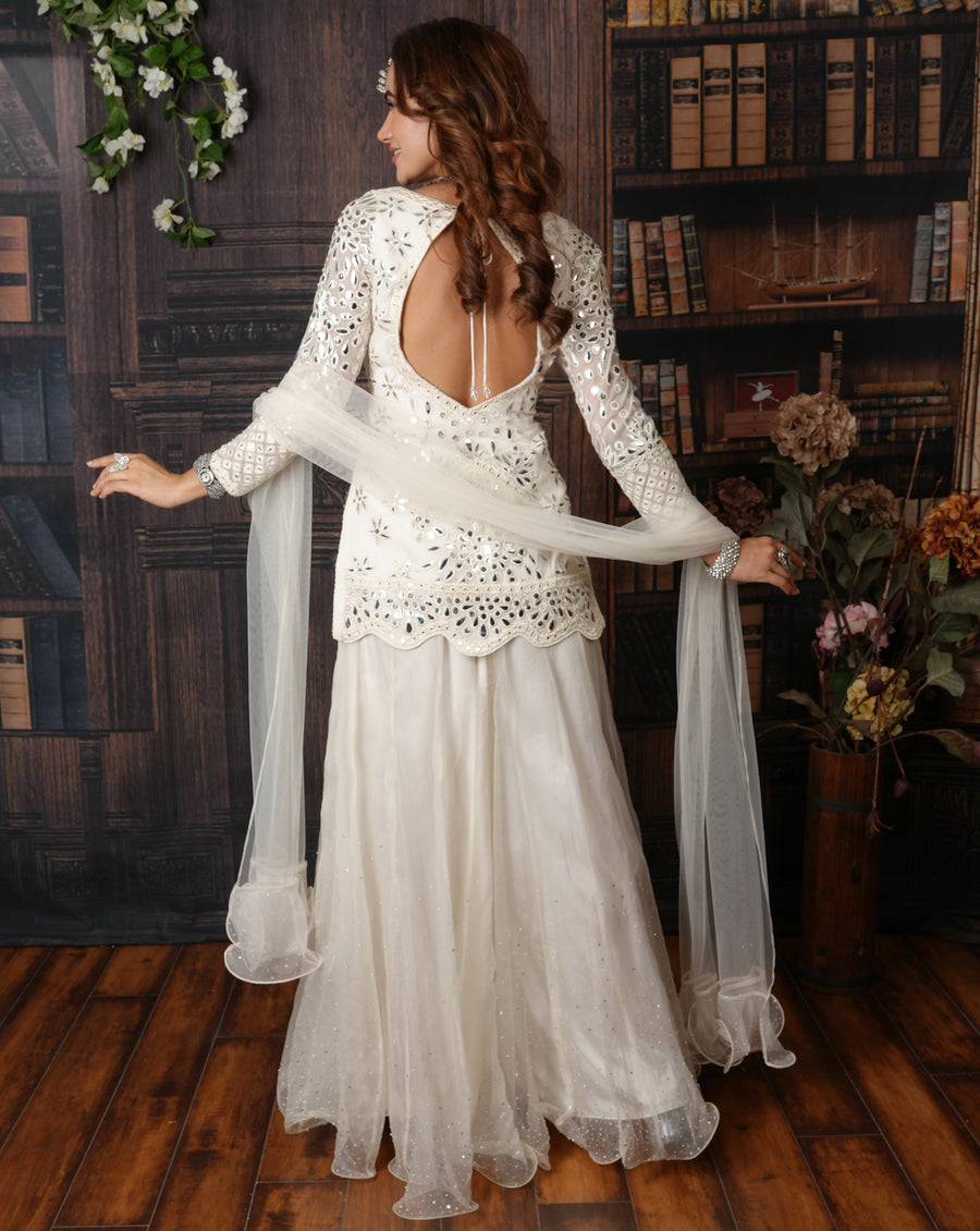 White Kurti Plazzo