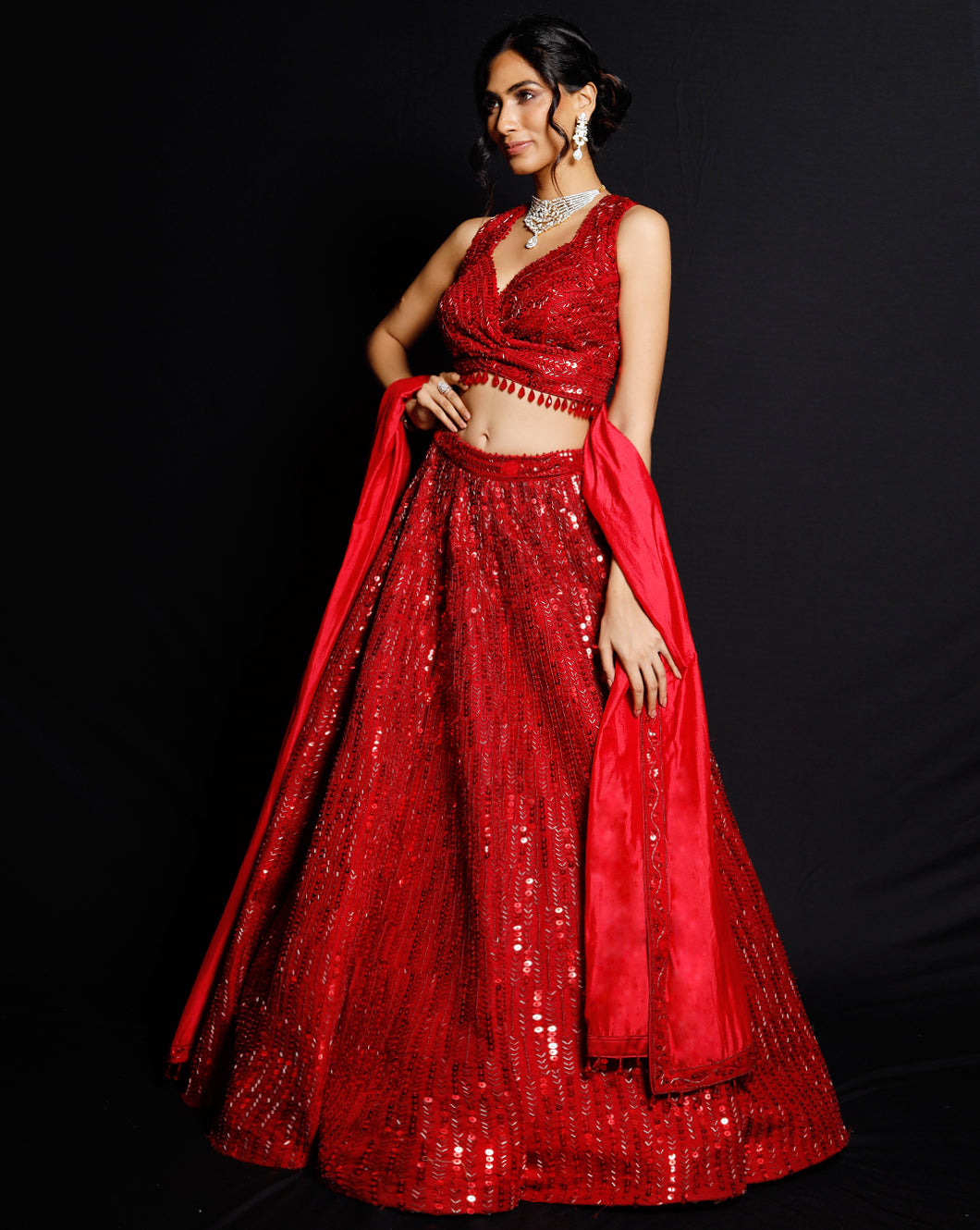 The Shimmer Rouge Sequence Lehenga