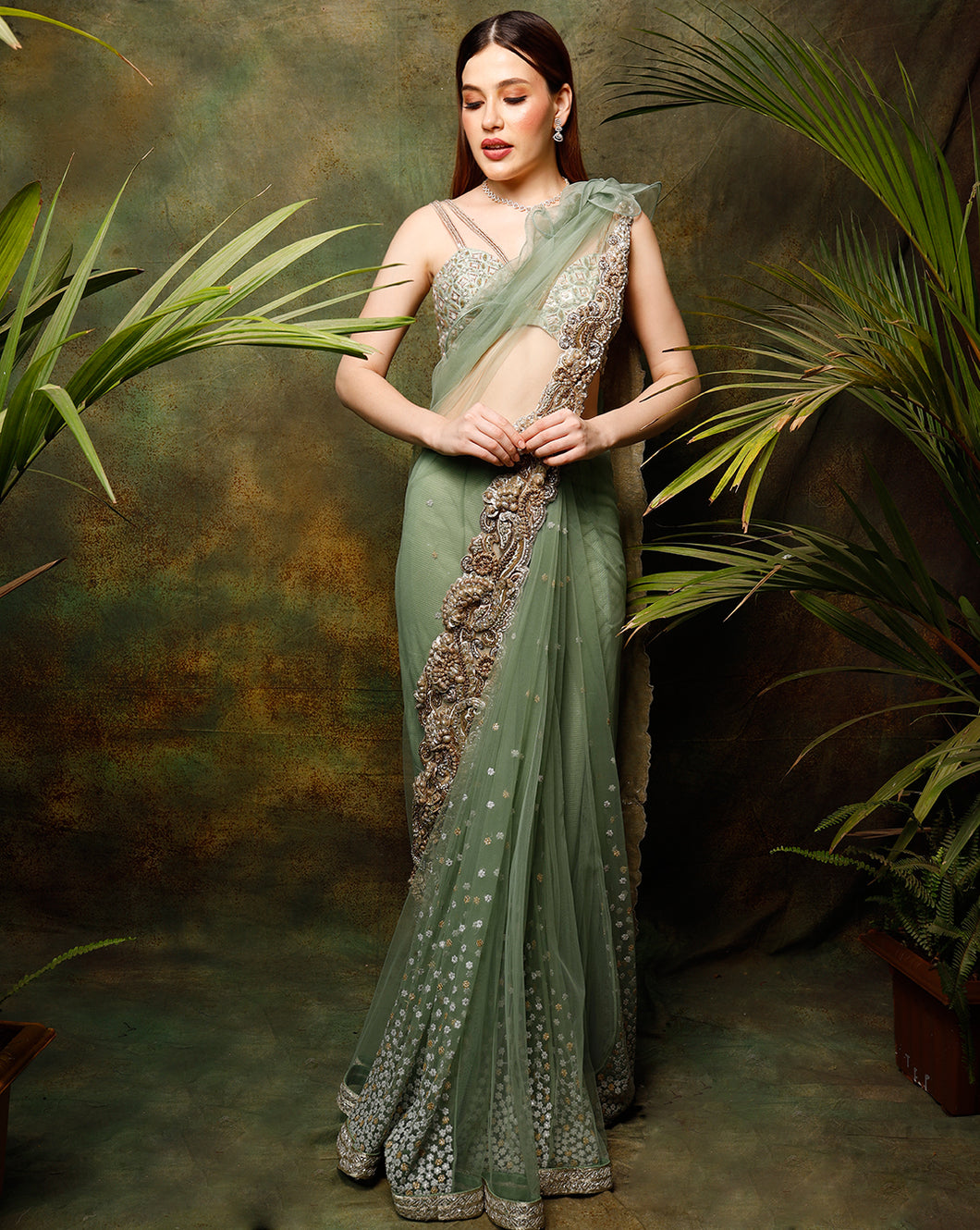 The Celadon Sari