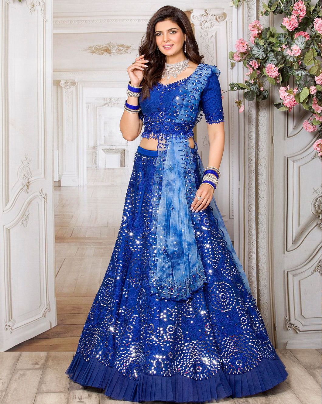 The Blue Mirror Work Lehenga