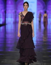 Load image into Gallery viewer, The Purple Digital Ruffle Sari
