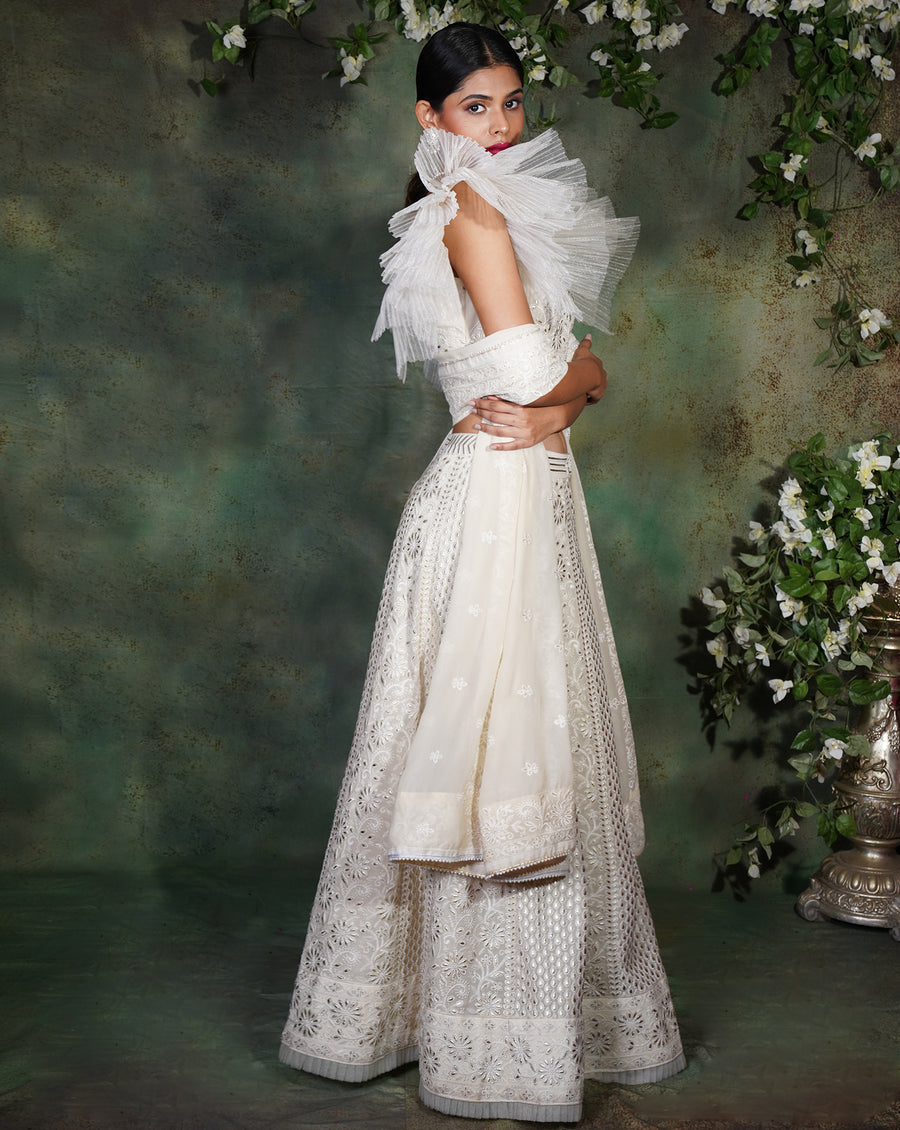 The Ivory Lucknowi Lehenga