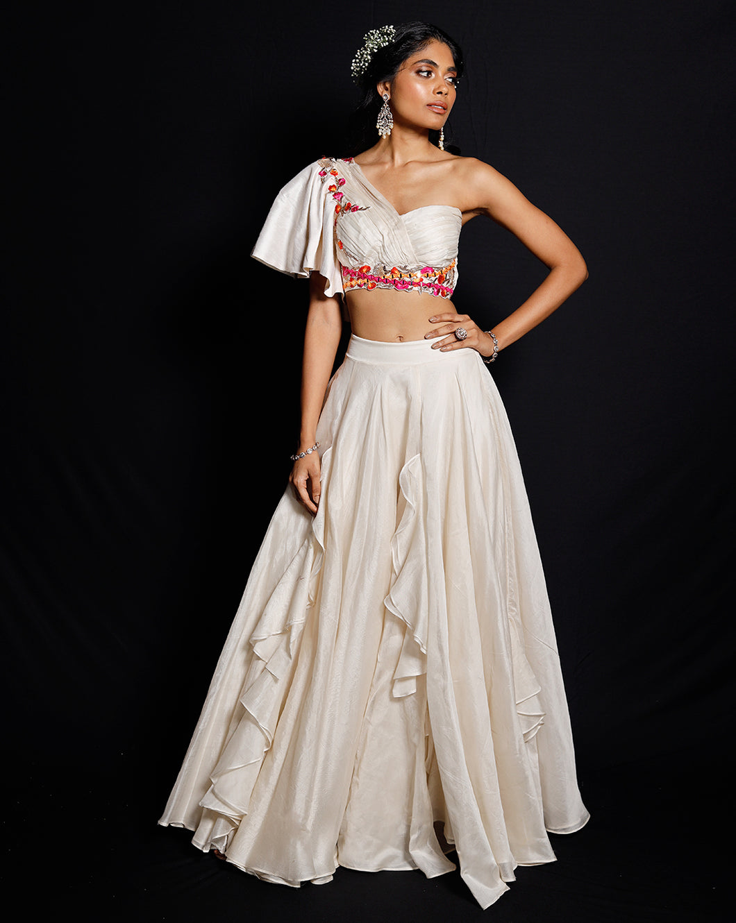 The Garden of Silk Ruffle Lehenga