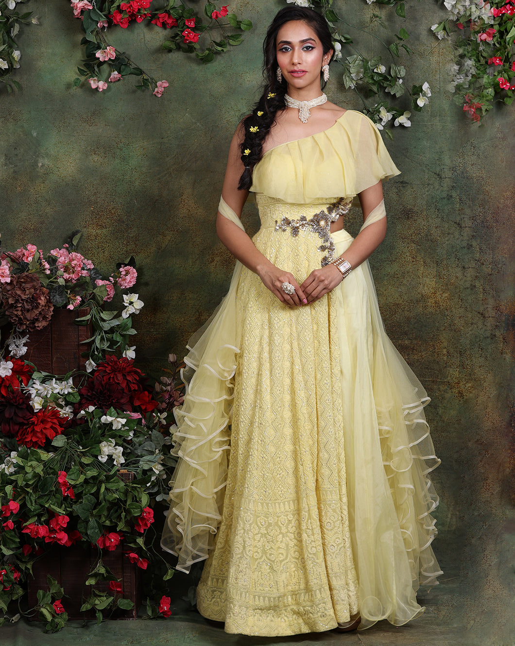 The Lemon Yellow Anarkali Set